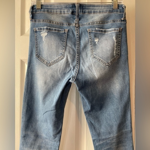 Cello Jeans Juniors 7 Skinny Distressed Stretch Blue‎ Medium Wash Denim Cotton - Picture 9 of 15